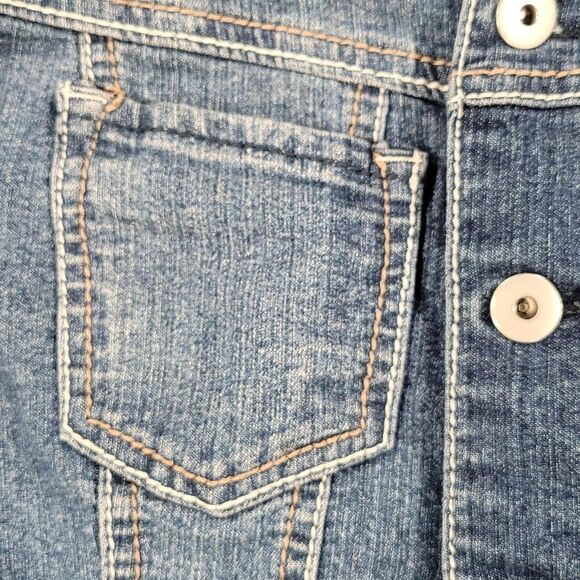 ☔️🔹️Vintage Paris Blues Denim Buttoned Jean Jacket w/Chest Pockets Large - Picture 5 of 11